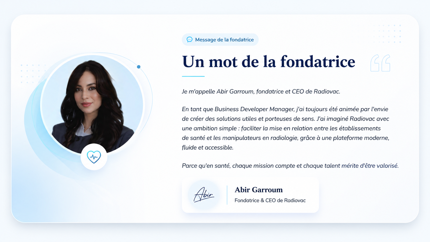 Un mot de la fondatrice - Abir Garroum